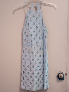 Charlotte Russe Light Blue Lace Halter Top